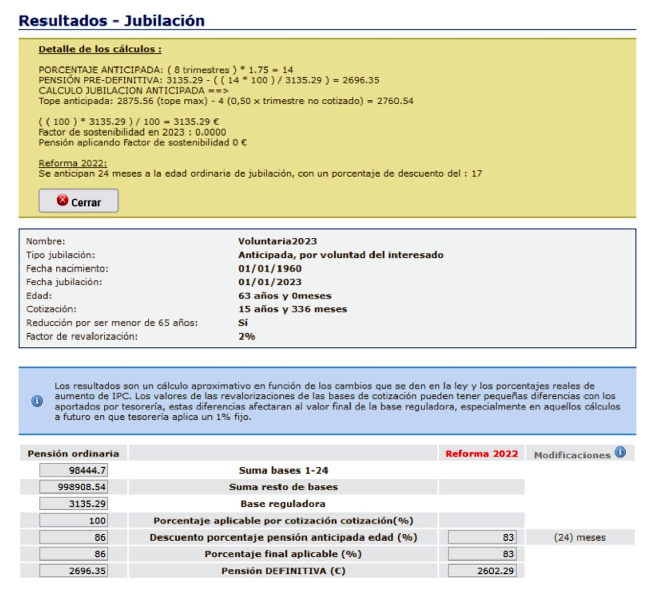 Jubilación anticipada voluntaria 2022 CREINSA software laboral